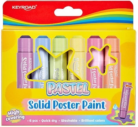 Tempera solide în baton KEYROAD Pastel – set 6 buc