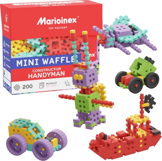 Set de construcție Mini Waffle Konstruktor Majster 200 de piese Marioinex