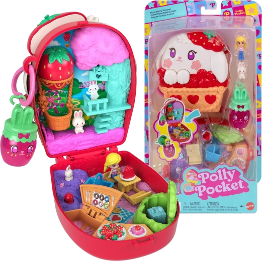 Set compact Polly Pocket picnic de iepurași cu figurine și accesorii
