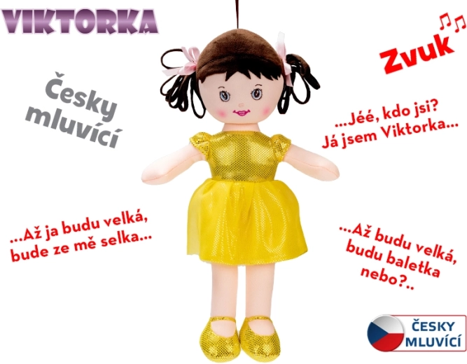 Păpușă textilă vorbitoare și cântătoare Viktorka 32 cm