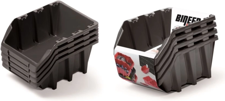 Set de cutii de depozitare Bineer Long, 4 buc, negru