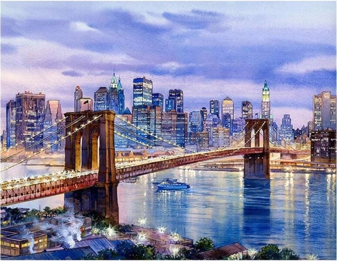 Pictură cu diamante New York – Podul Brooklyn 30 × 40 cm