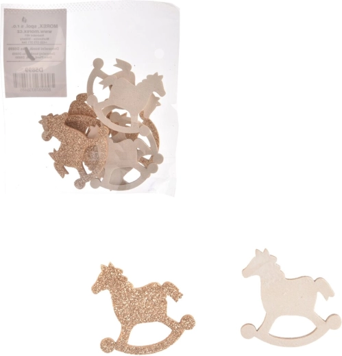 Căluț din lemn alb/maro 4 cm (8 buc.)