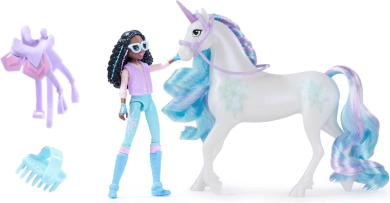 Figurină Unicorn Academy Layla cu unicornul Glacier și accesoriu