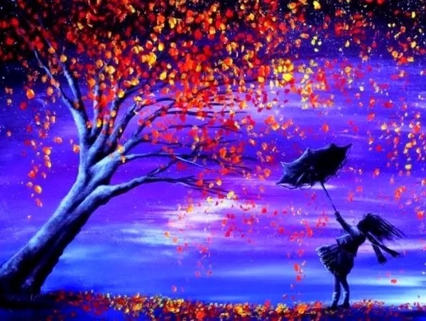 Pictură cu diamante Arbore magic cu fată 30 × 40 cm