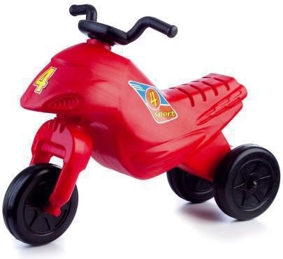 Bicicletă de echilibru SUPER BIKE roșie, 3 roți, înălțime 44 cm