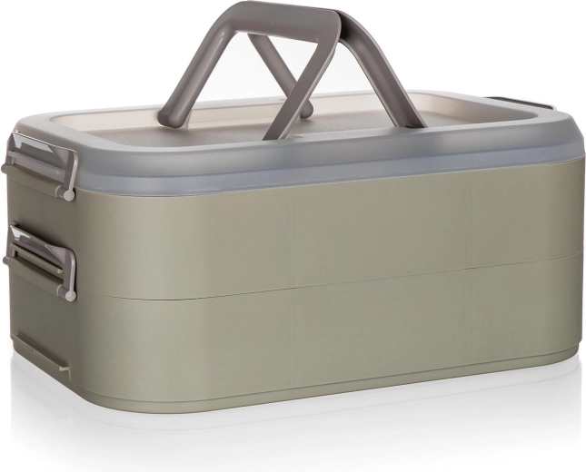 Cutie de petrecere portabilă pe două niveluri cu capac LATTE, 40 × 28 × 17,8 cm
