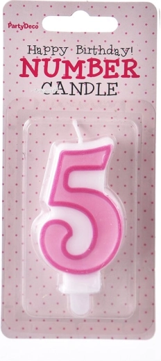 Lumânare pentru tort cifra 5 roz 7 cm