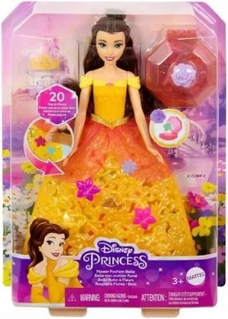Păpușa Disney Princess Belle (Frumoasa și Bestia) în rochie cu flori - 1 bucată