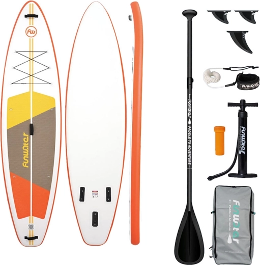 FunWater paddleboard gonflabil all-round 335 × 84 × 15 cm, portocaliu‑alb