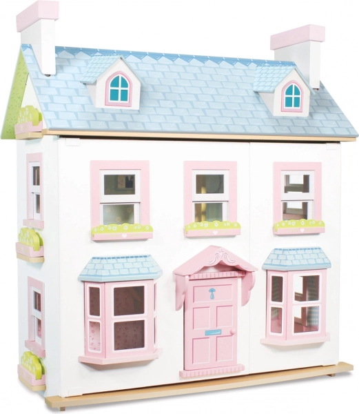 Le Toy Van căsuța Mayberry Manor – căsuță luxoasă din lemn, pe trei niveluri, pentru păpuși