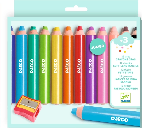 Creioane colorate strălucitoare Djeco, 12 buc.