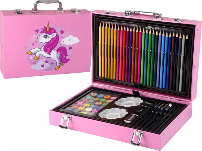 Set mare de artă în valiză, 145 piese – unicorn roz