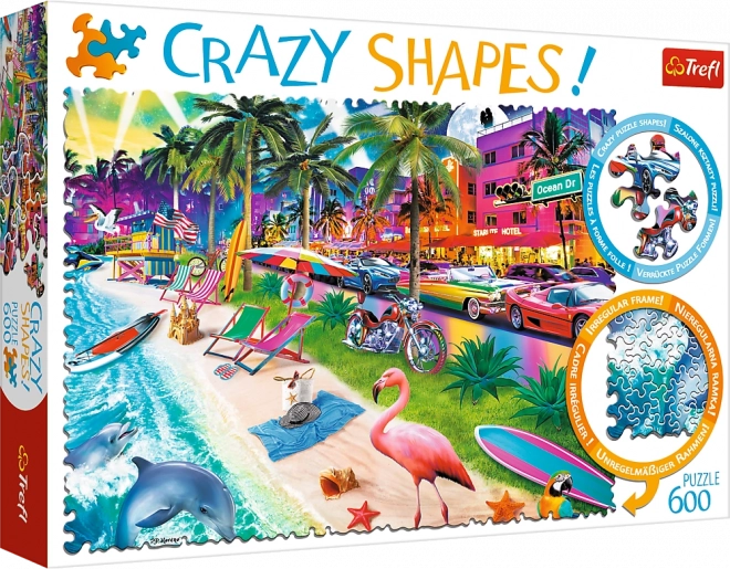 Puzzle TREFL Crazy Shapes – Plaja Miami, 600 piese