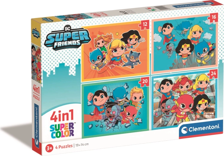 Puzzle 4 în 1 DC Super Friends Super Color