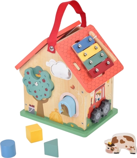 Jucărie multifuncțională din lemn pentru sortarea formelor 2Kids Toys Viața la fermă