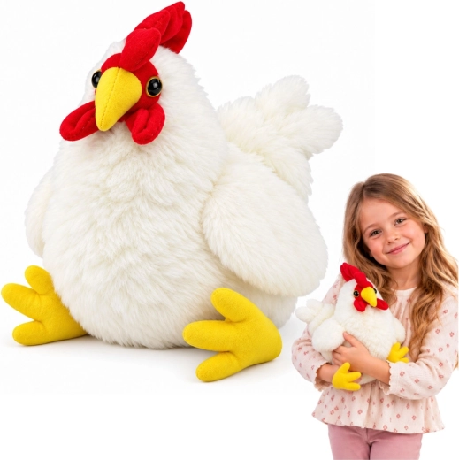Găină albă de pluș 30 cm