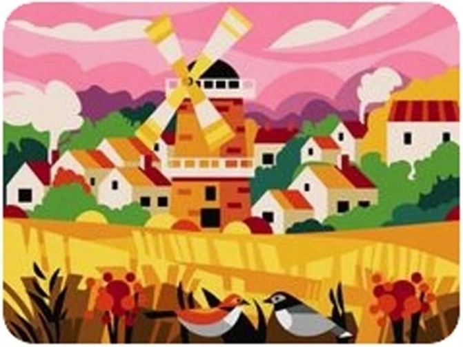 Norimpex Pictură după numere Sat cu moară de vânt 40 × 50 cm