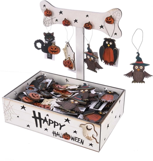 Decorațiune din lemn suspendată de Halloween – 4 variante