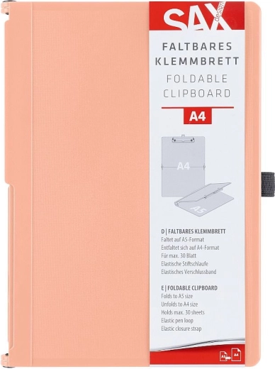 Clipboard pliabil cu clip SAX A4, culoare somon