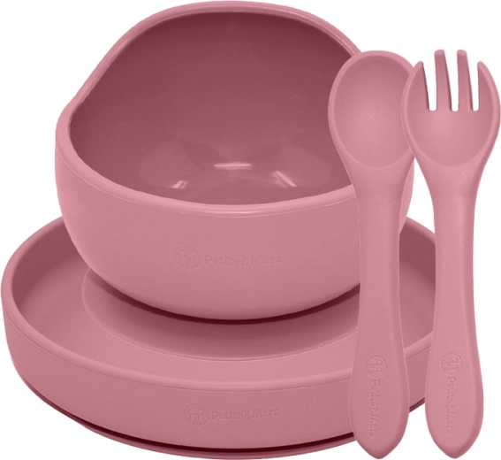 Petite&Mars set de masă din silicon Take&Match 3 piese dusty pink 6m+