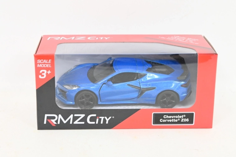 RMZ Chevrolet Corvette Z06 2023 – model metalic albastru 1:37 cu pull-back