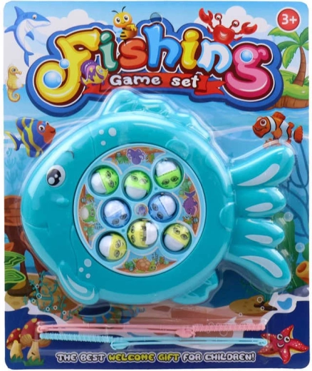 Joc pentru copii „micul pescar” pe baterii, cu iaz rotativ și 2 undițe