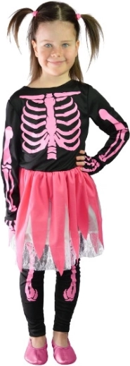 Costum pentru copii cu schelet roz de Halloween, M