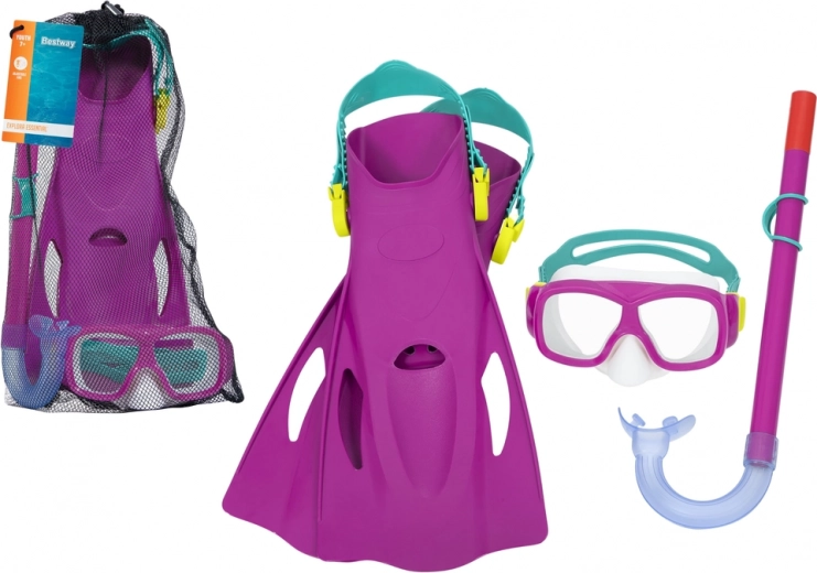 Set de scufundare Bestway: mască, snorkel și labe – Roz