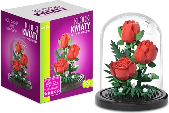 Set de construcție trandafiri sub clopot transparent (221 piese)