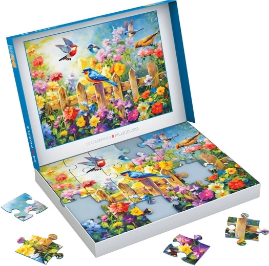 Puzzle Eurographics Connecting Pieces: păsări de grădină jucăușe 24 piese