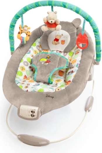 Șezlong cu vibrații și melodii DISNEY Baby WINNIE THE POOH Dots & Hunny, 0m+, până la 9 kg