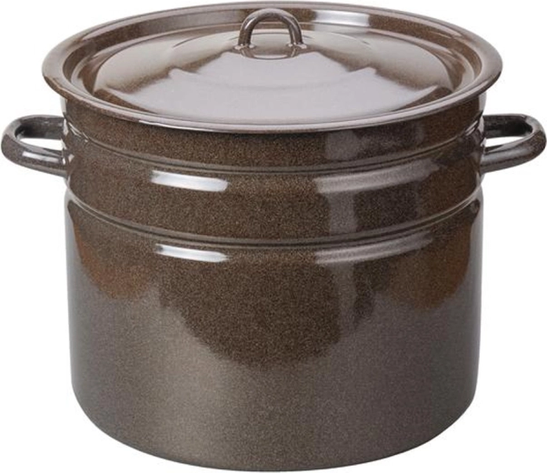 Oală emailată cu capac 20 l, maro