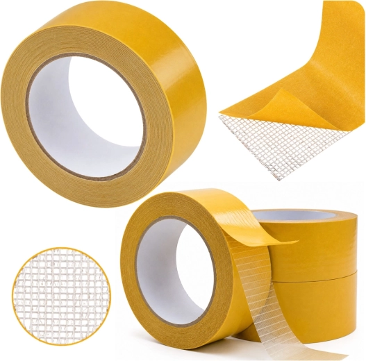 Bandă de montaj dublu-adezivă ranforsată 50 mm × 25 m
