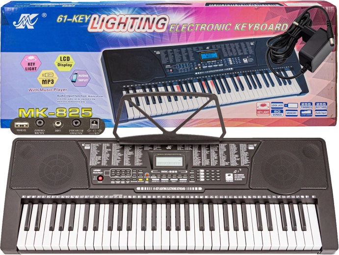 Keyboard MK-825 cu clape iluminate pentru învățarea cântatului