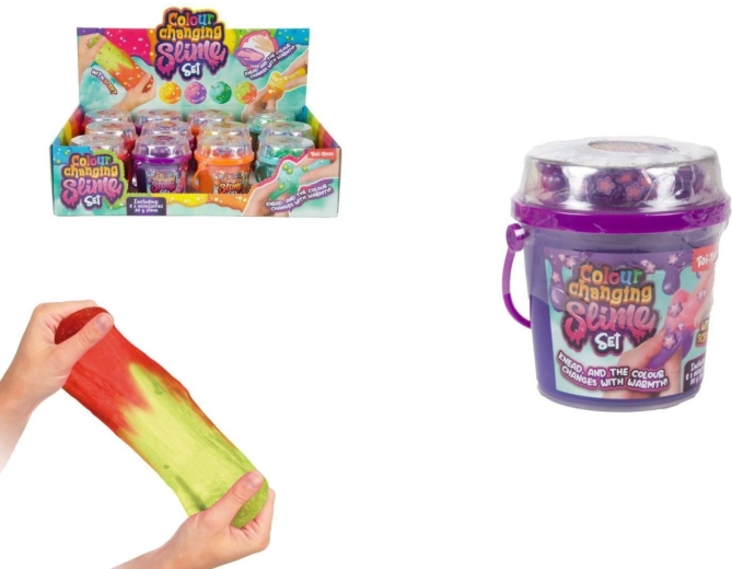 Set de slime care își schimbă culoarea în găletușă (4 culori)