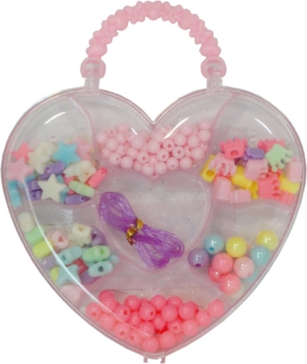 Mărgele colorate în cutie în formă de inimă pentru realizarea brățărilor