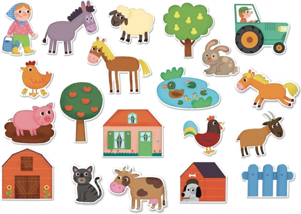 Vilac magneți din lemn fermă, 20 buc