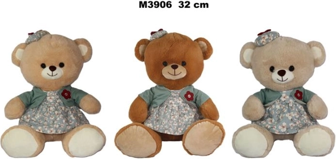 Ursuleț de pluș în rochiță, 32 cm - 1 bucată