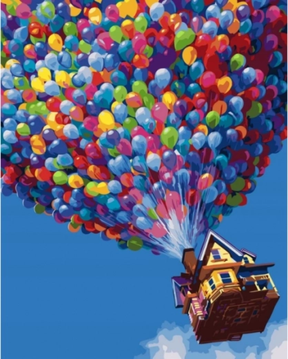 Pictură pe numere pe ramă 40 × 50 cm zbor – baloane colorate