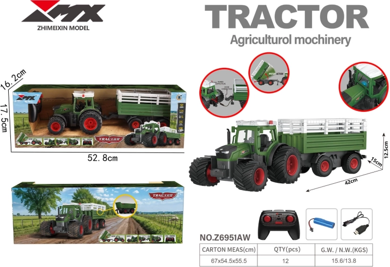 Tractor controlat de la distanță cu remorcă și basculantă