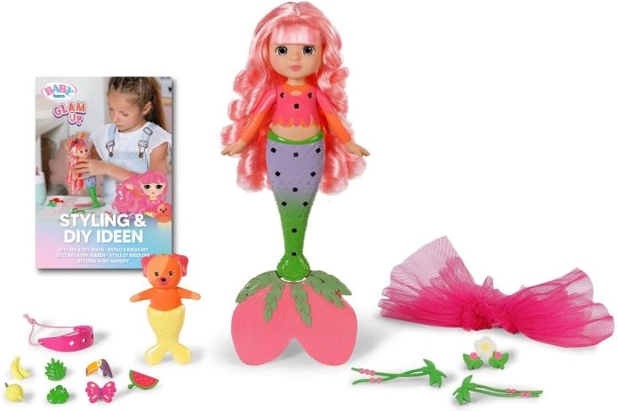 BABY born Glam Up sirenă Sunshine cu păr care își schimbă culoarea