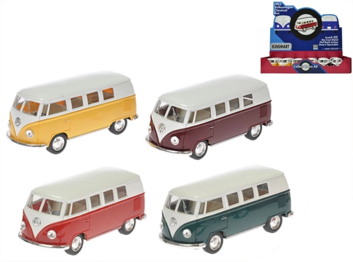 Model din metal Volkswagen Classical Bus 1962 1:32 cu mecanism pull-back