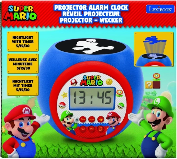 Ceas deșteptător pentru copii Super Mario cu proiector