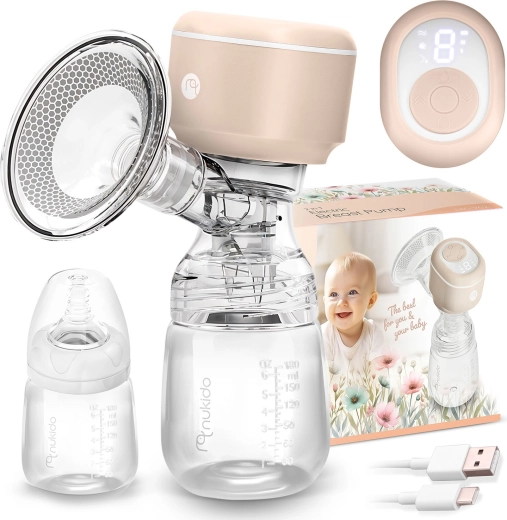 Pompa electrică de sân Nukido cu 3 faze și biberon de 180 ml