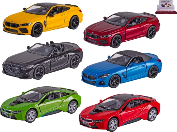 Model auto metalic Kinsmart BMW 1:38 cu mecanism pull-back și uși care se deschid