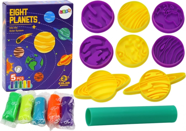 Set creativ plastilină planete – 8 forme și 5 culori