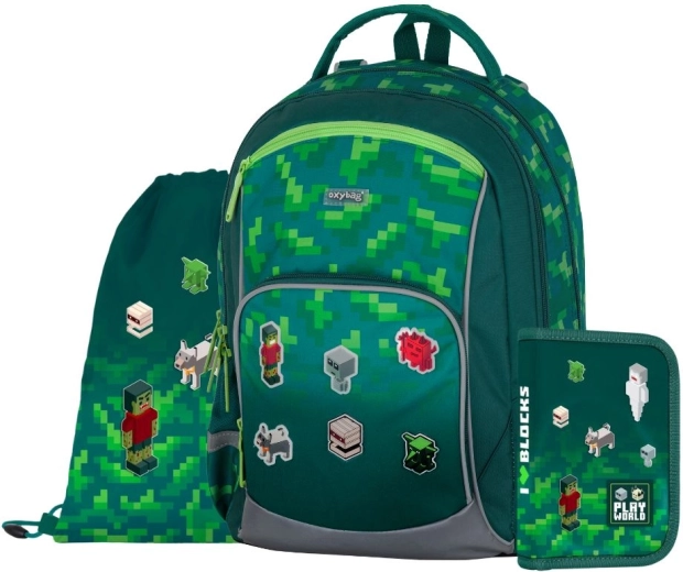 Set școlar OXYBAG OXY GO Playworld – rucsac, penar și săculeț pentru sport