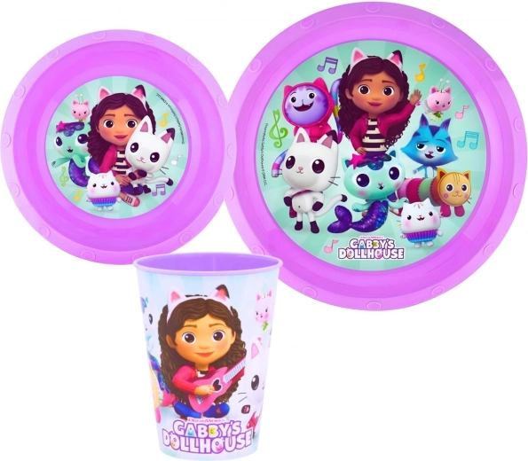 Set de masă pentru copii Căsuța magică a lui Gabby, 3 piese