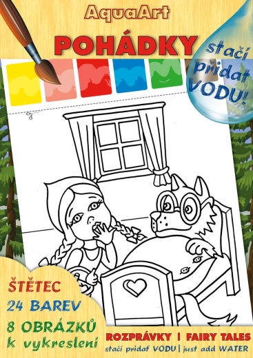 AKIM Aquaart caiet de colorat AquaArt trebuie doar să adaugi apă – povești, set cu culori și pensulă
